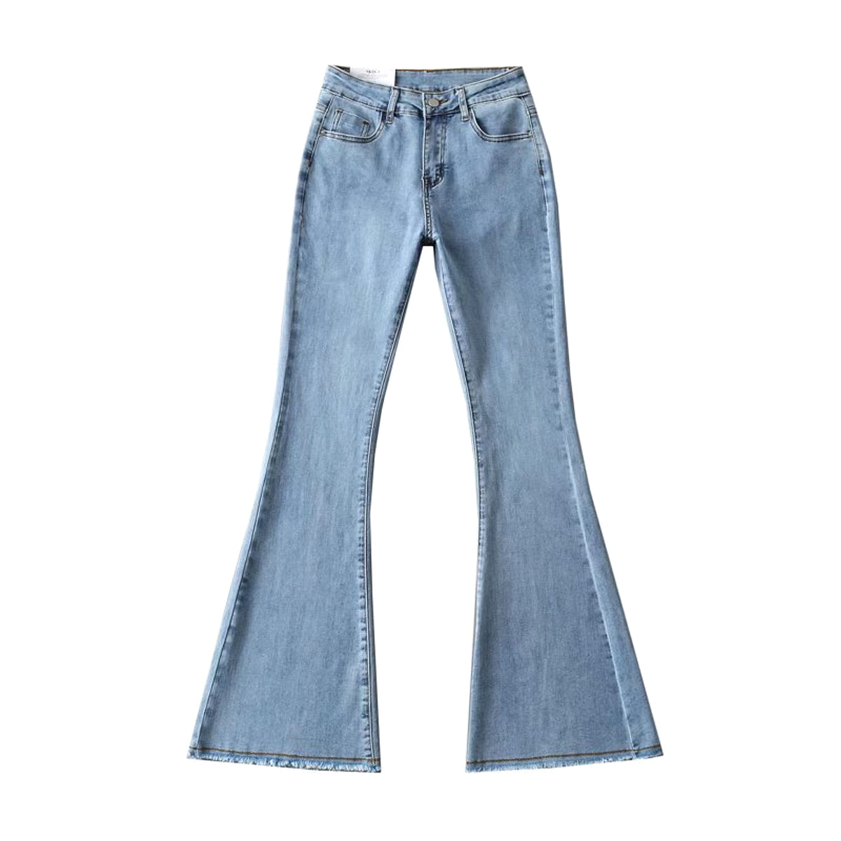 Small High Waist Raw Hem Jeans Retro Women - enhanced image 7