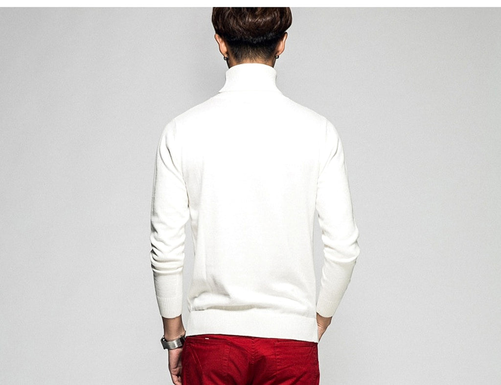 Solid Color Long Sleeve Turtleneck Pullover Men's Base Sweater - enhanced image 7