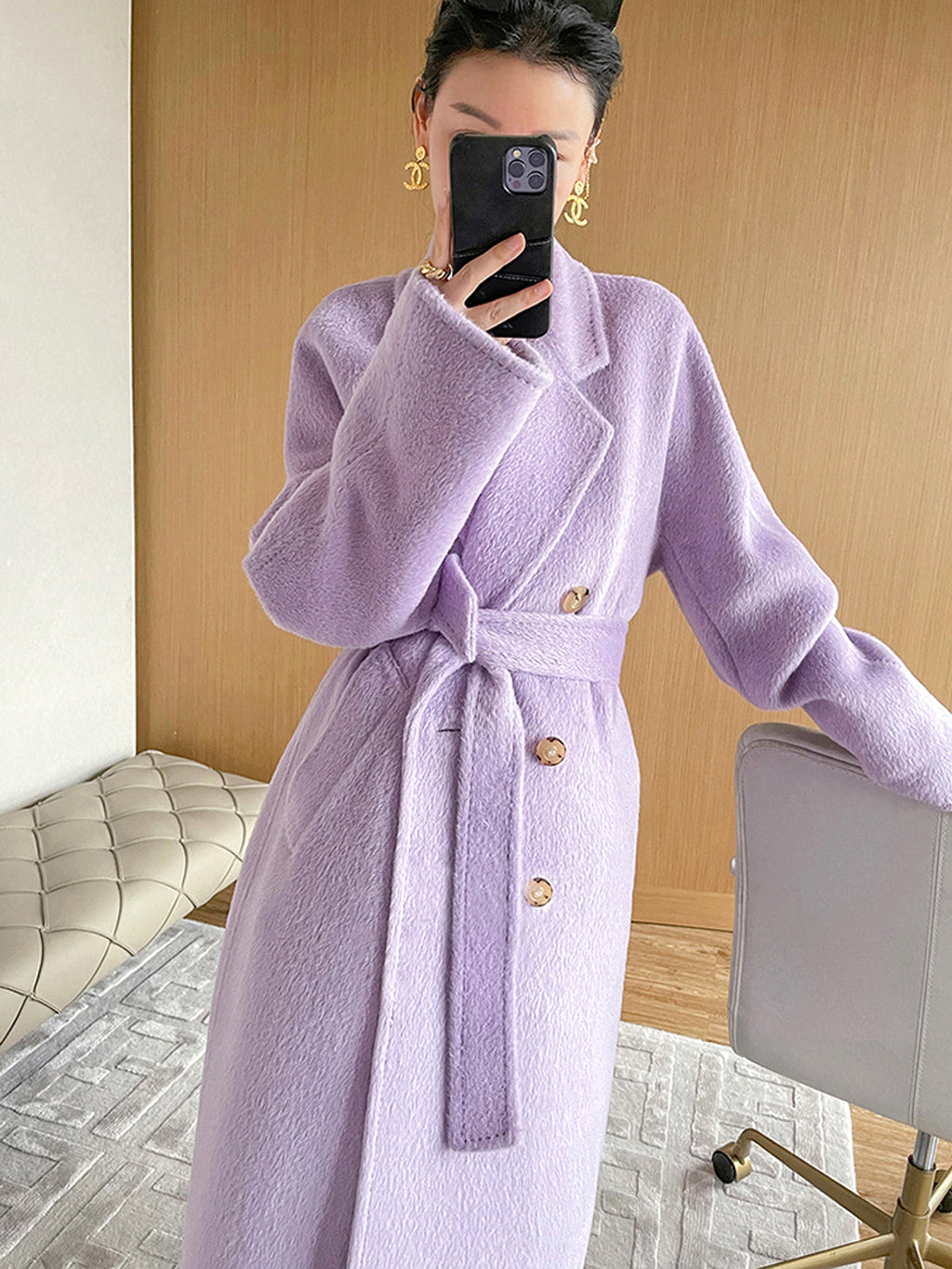 Solid Sail Sheep Camel Coat – Luxury & Warmth for Winter Elegance - enhanced image 7