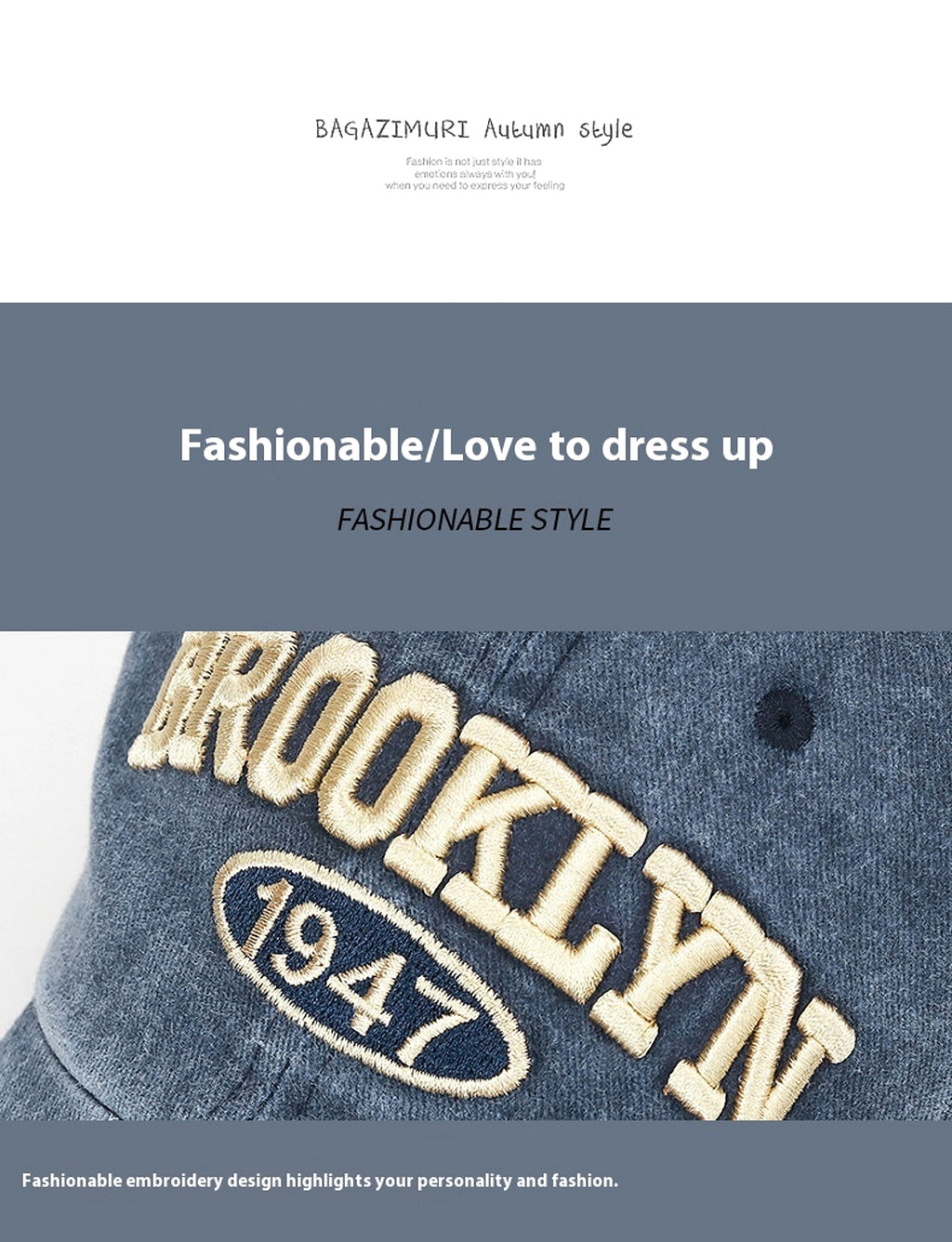 Spring And Summer Sun Protection Men's Retro Washed Letters Embroidered Peaked Cap - enhanced image 7