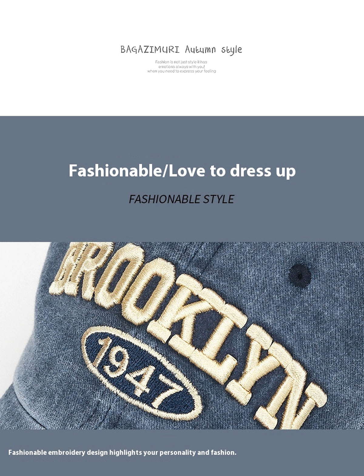 Spring And Summer Sun Protection Men's Retro Washed Letters Embroidered Peaked Cap - enhanced image 7