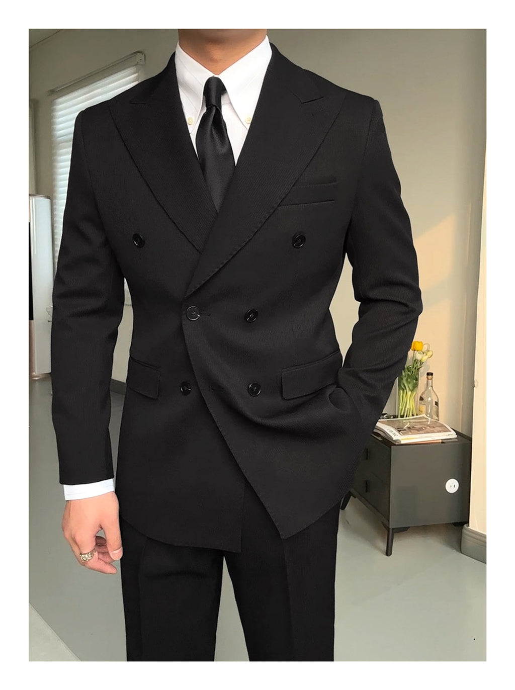 RoyaleForm™ – Spring Double-Breasted Collar Suit Set - enhanced image 7