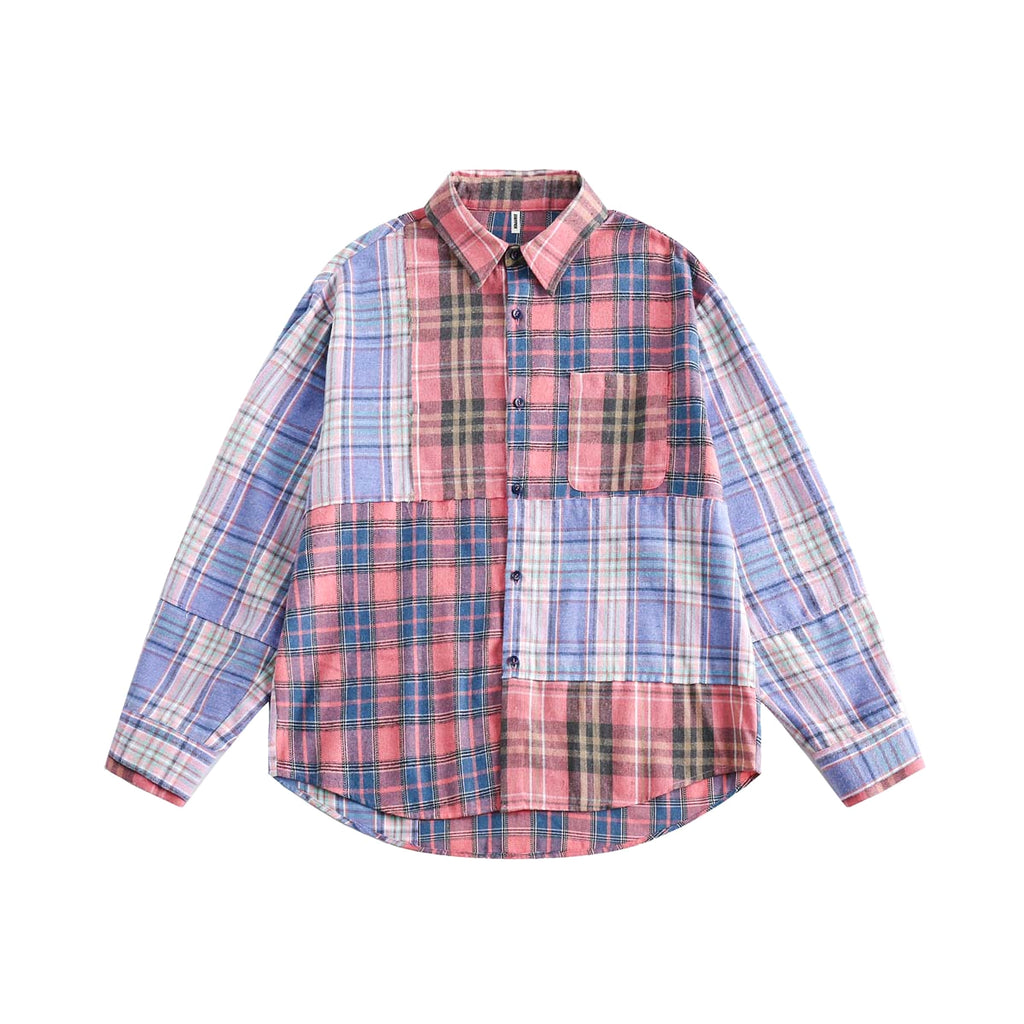 Spring Japanese Style Trend Plaid Stitching DressShirt Women - enhanced image 7