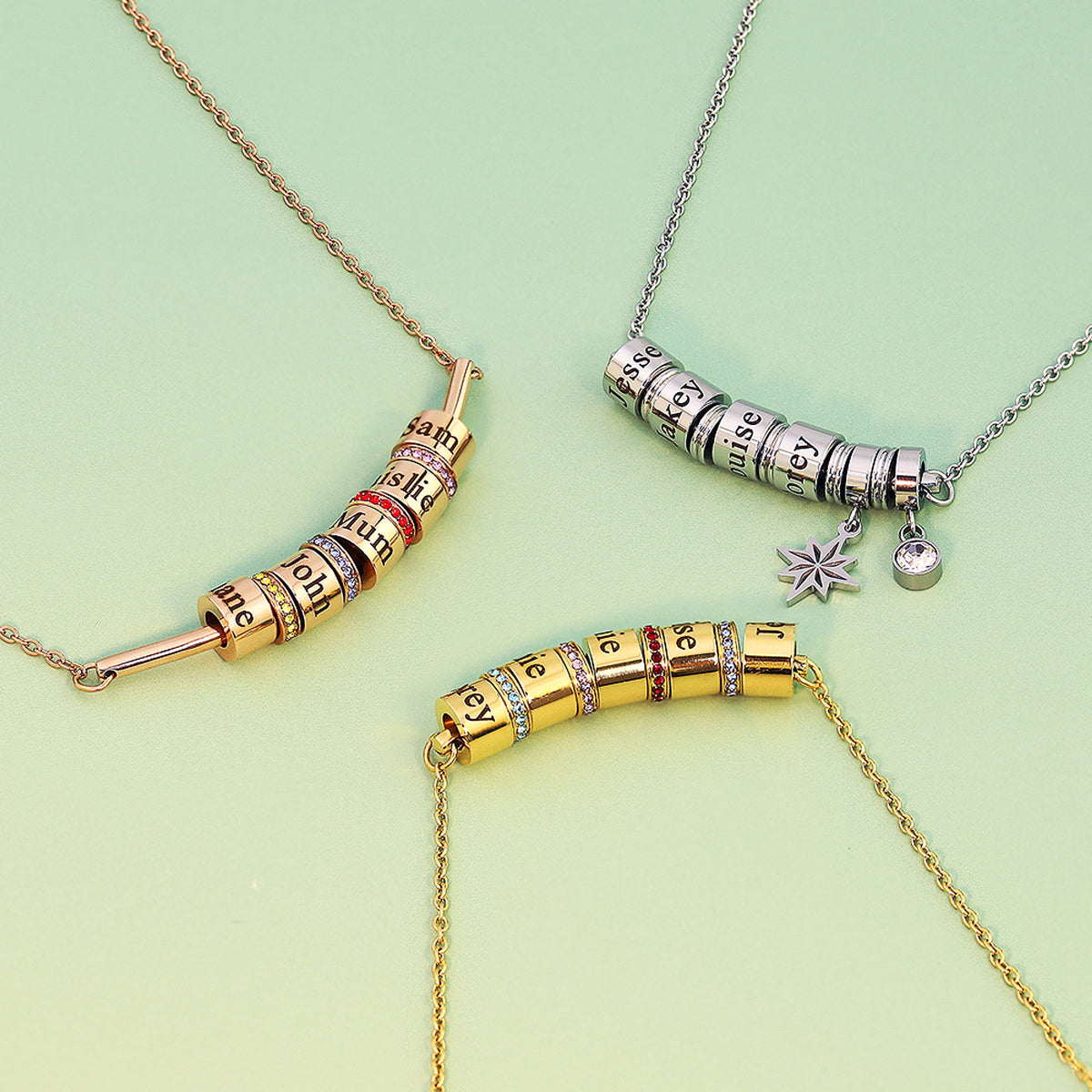 Stainless Steel Necklace With Diamond Custom Lettering Clavicle Chain - enhanced image 7