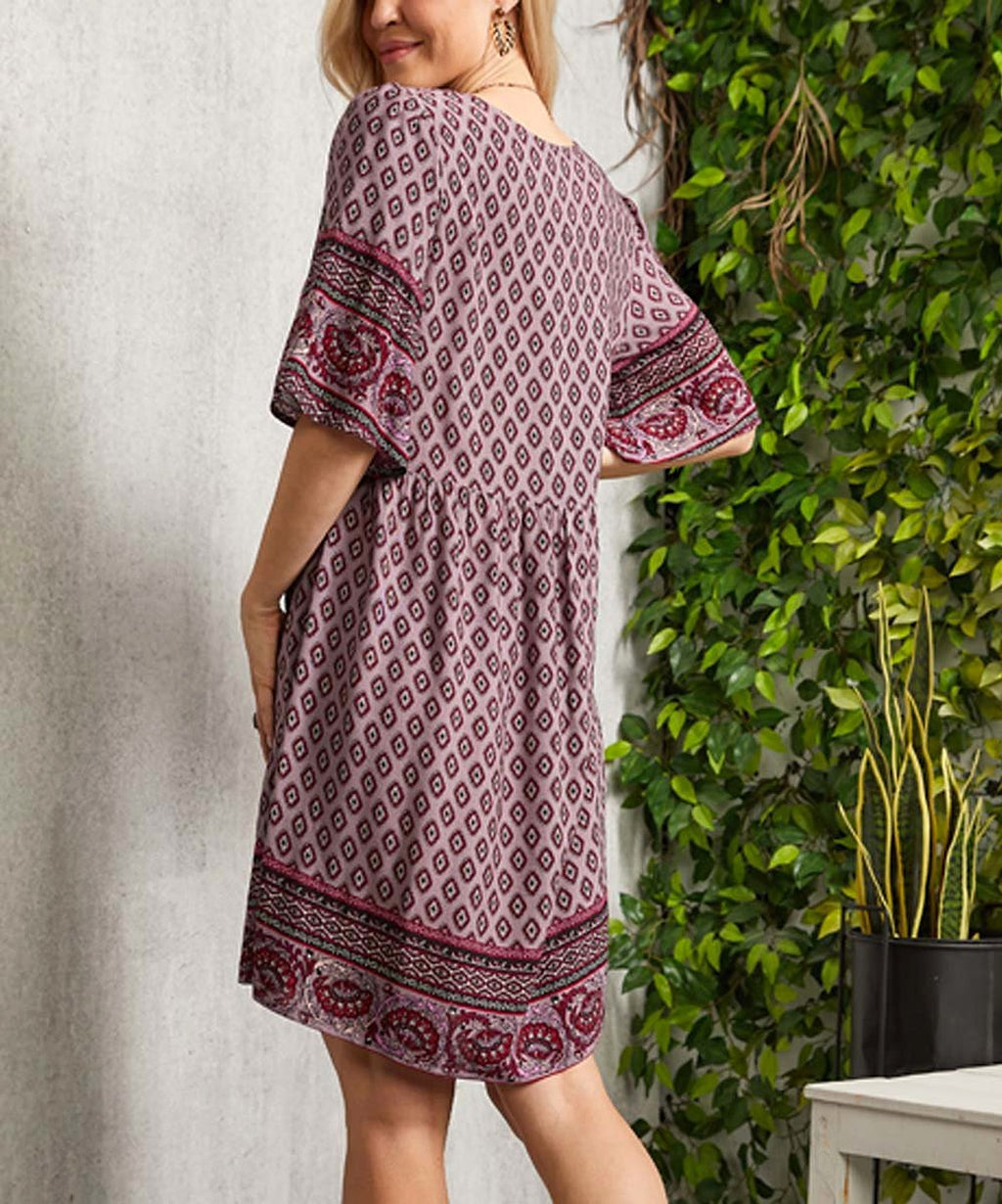 Summer Casual V-neck Printed Floral Holiday Bohemian Beach Dress - enhanced image 7