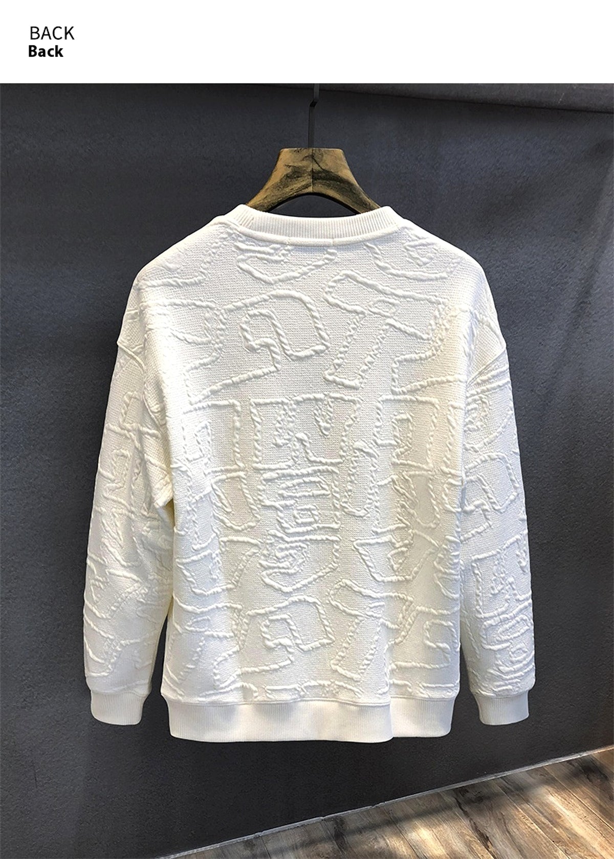 Texture Jacquard Heavy Round Neck Sweater Men's Autumn New - enhanced image 7
