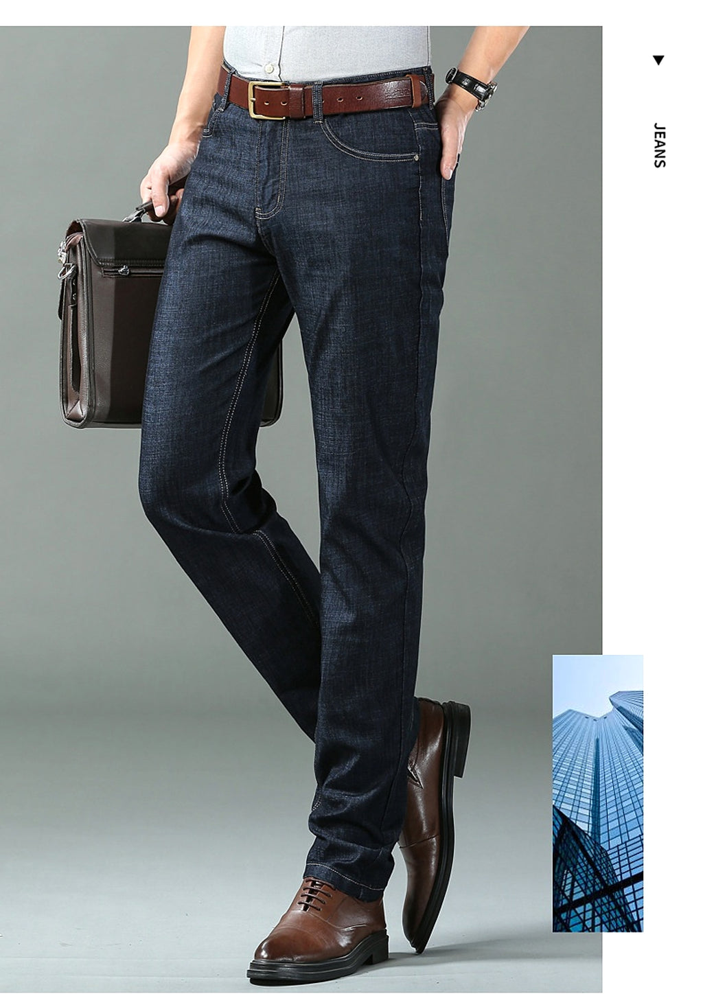 Thin Summer Cotton Elastic Ice Silk Quality Mid-high Waist Jeans - enhanced image 7