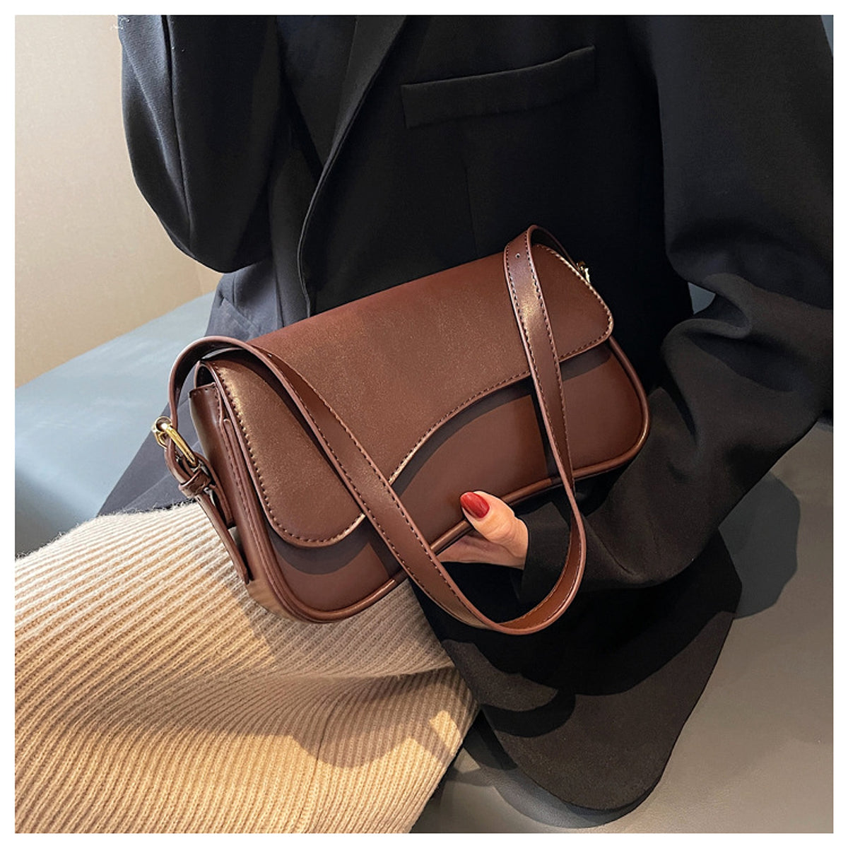 VelouraCraft™ – Magnetic Buckle Shoulder Bag - enhanced image 7