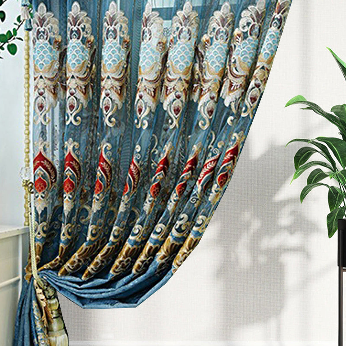 VeluRomi™ – Modern Velvet Embroidered Curtains for Light-Proof Elegance - enhanced image 7