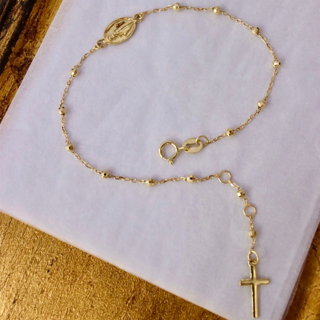 Vintage Cross 18K Gold Necklace Bracelet - enhanced image 7