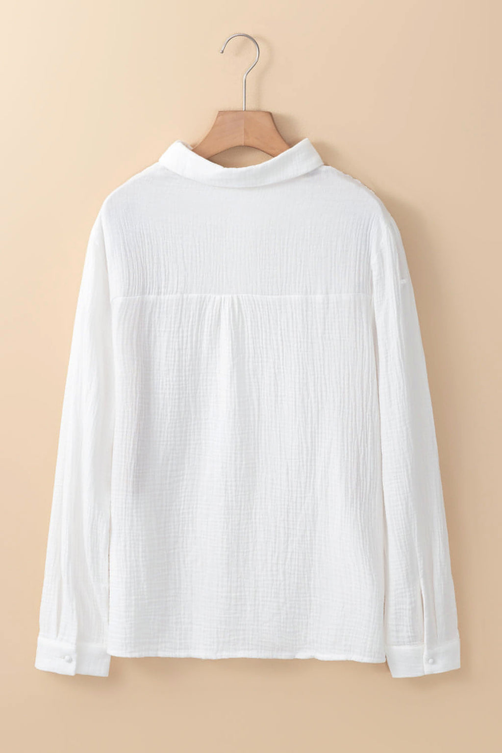 White Floral Lace Hollow-out Splicing Crinkled Shirt - enhanced image 7