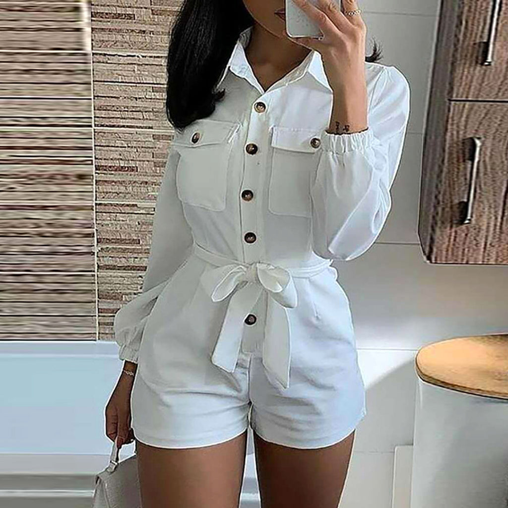 White woven casual jumpsuit - enhanced image 7
