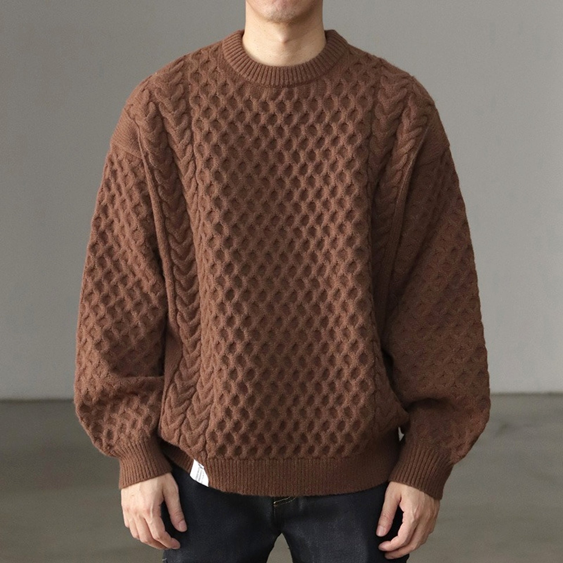 Winter Thickened Knitting Retro Lantern Sleeve Plus Size Loose Casual Sweater - enhanced image 7