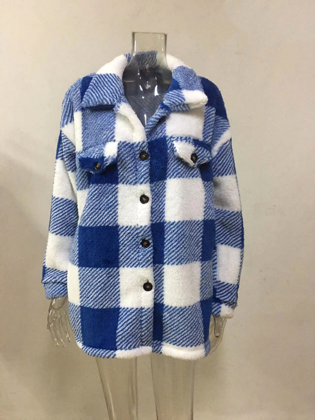 Women's Fashion Jacket Button Plush Coat - enhanced image 7