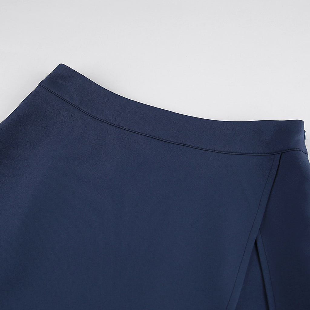 Women's High Waist Blue Split Skirt - enhanced image 7