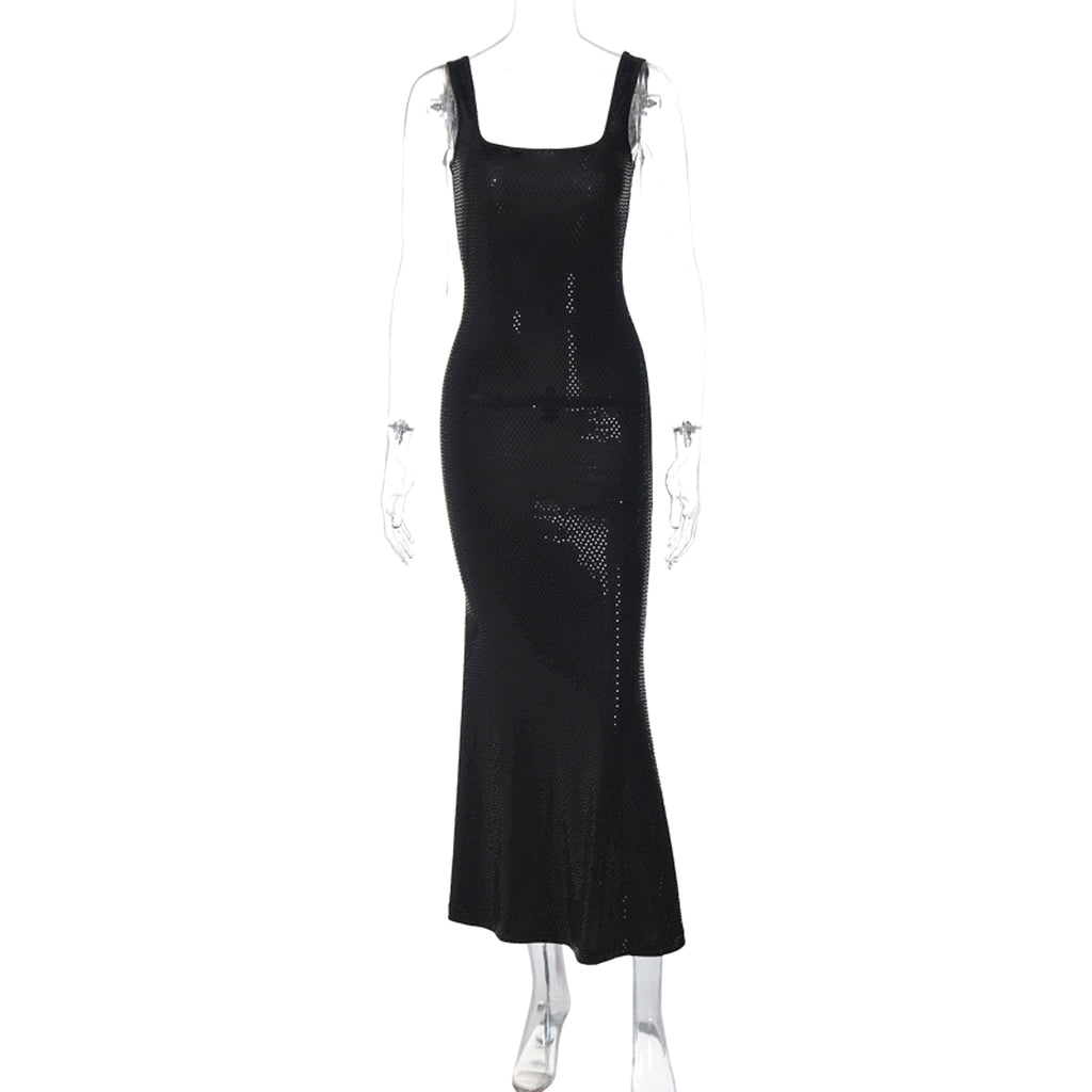 Women's Low-cut U-neck Sequin Hot Drilling Hip Spaghetti Straps Dress - enhanced image 7