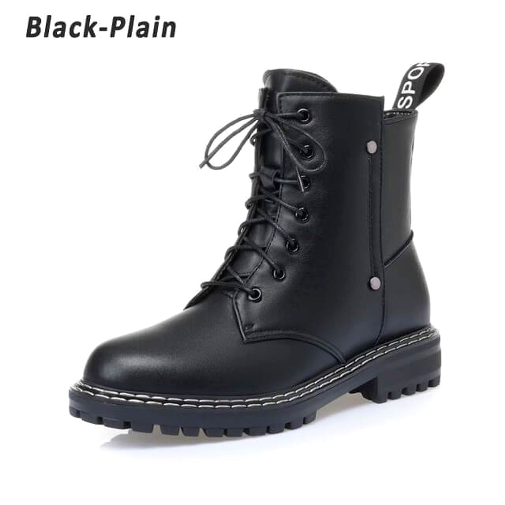 Women's mid-heel platform leather short boots - enhanced image 7