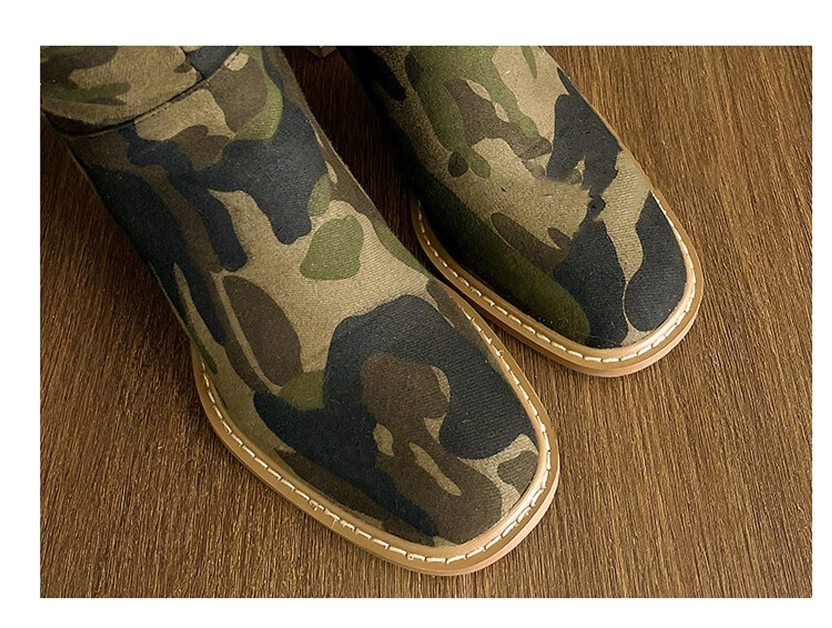 Women's Round Head Camouflage Denim Chunky Heel Long Boots - enhanced image 7