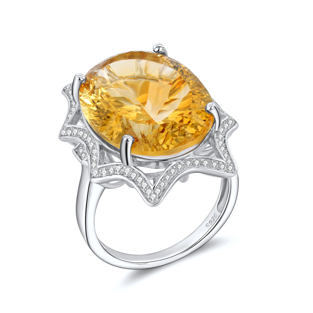 Women's Simple And Natural Large Citrine Ring - enhanced image 7