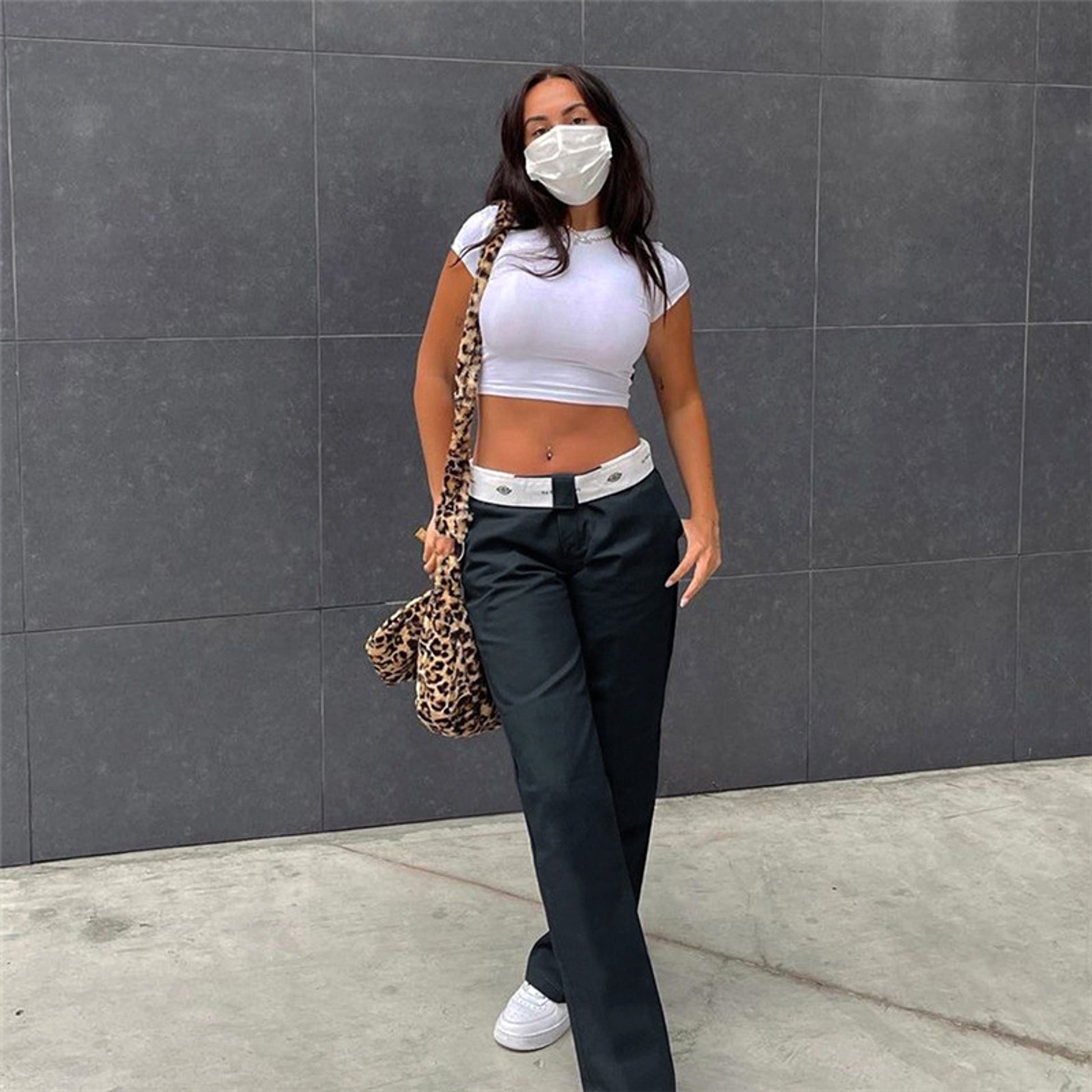 Women's Solid Color Fashion Street Printed Loose Casual Straight Pants (Jeans) - enhanced image 7