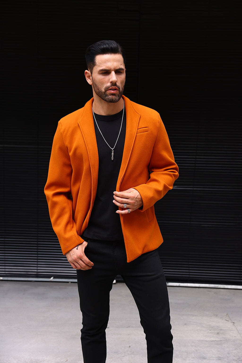 Wool British Polo Collar Solid Color Casual Trench Coat - enhanced image 7