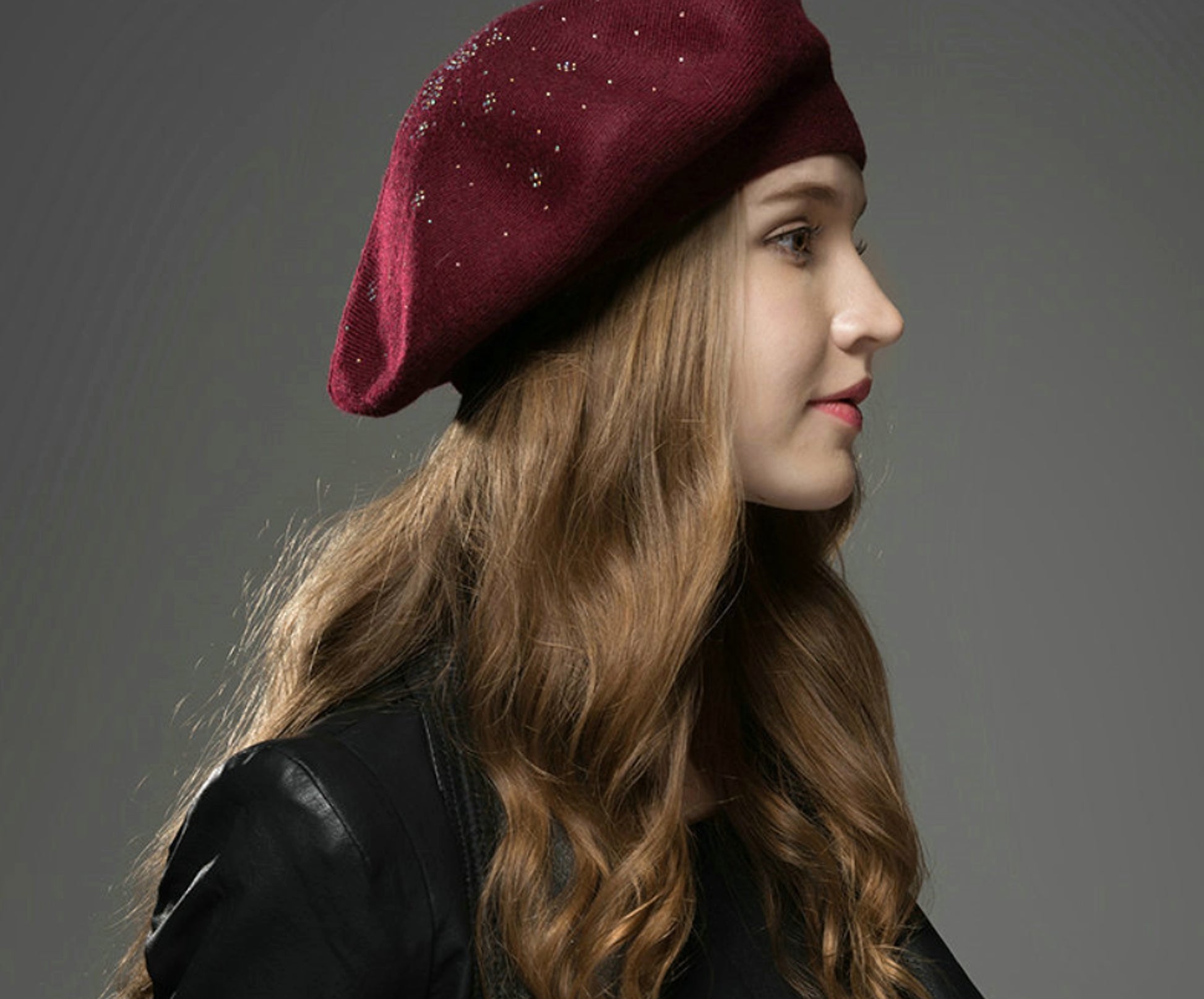 Wool warm beret hat cap - enhanced image 7