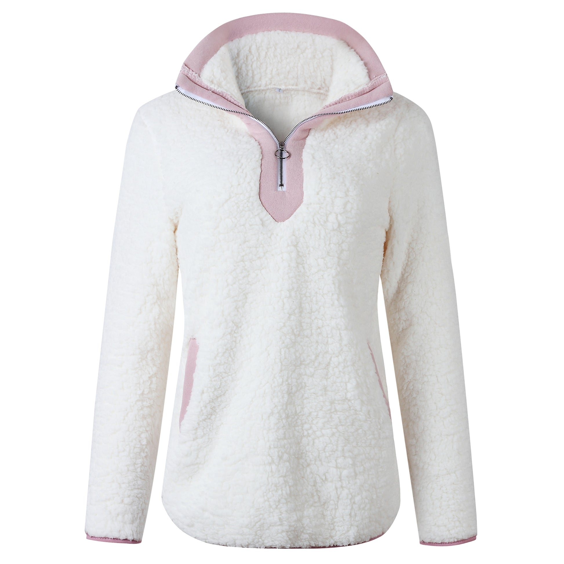 Zipper pocket high neck long sleeve women 's blouse sweater - enhanced image 7