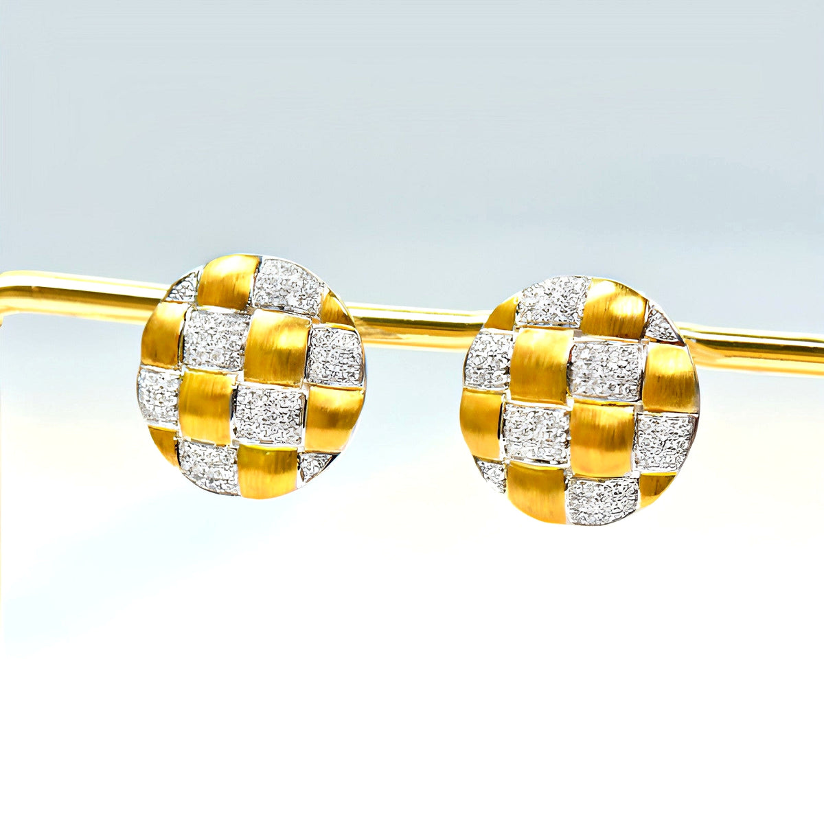 18K Gold Diamond Braided Craft Earrings – Stylish & Unique - enhanced image 8