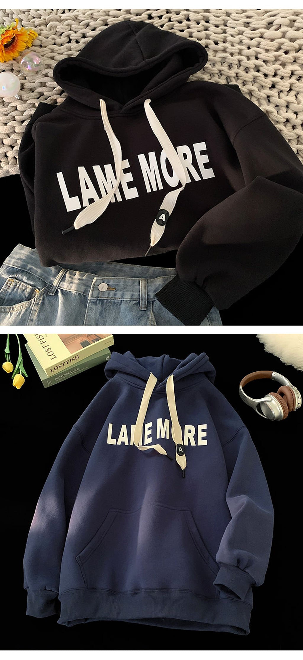 American-style Heavy Hooded Sweater Men's Fleece-lined Thickened - enhanced image 8