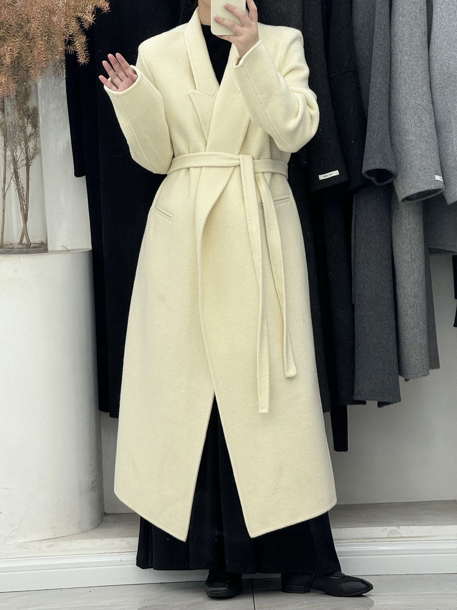 Angora Red Women's Loose Double-Sided Wool Overcoat – Elegant & Cozy - enhanced image 8