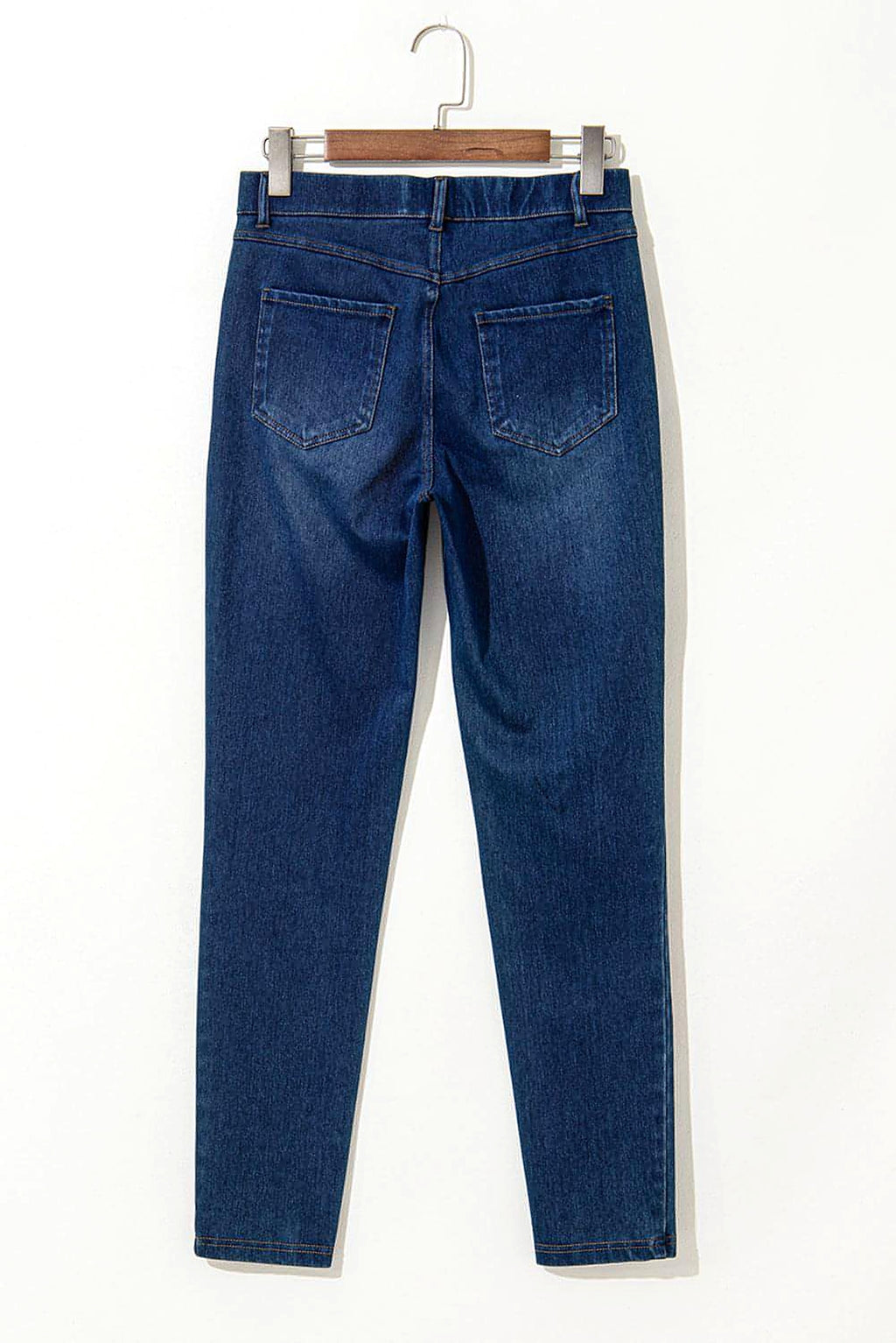 Ashleigh Blue Multiple Pockets Straight Leg Washed Stretchy Knit Casual Jeans - enhanced image 8