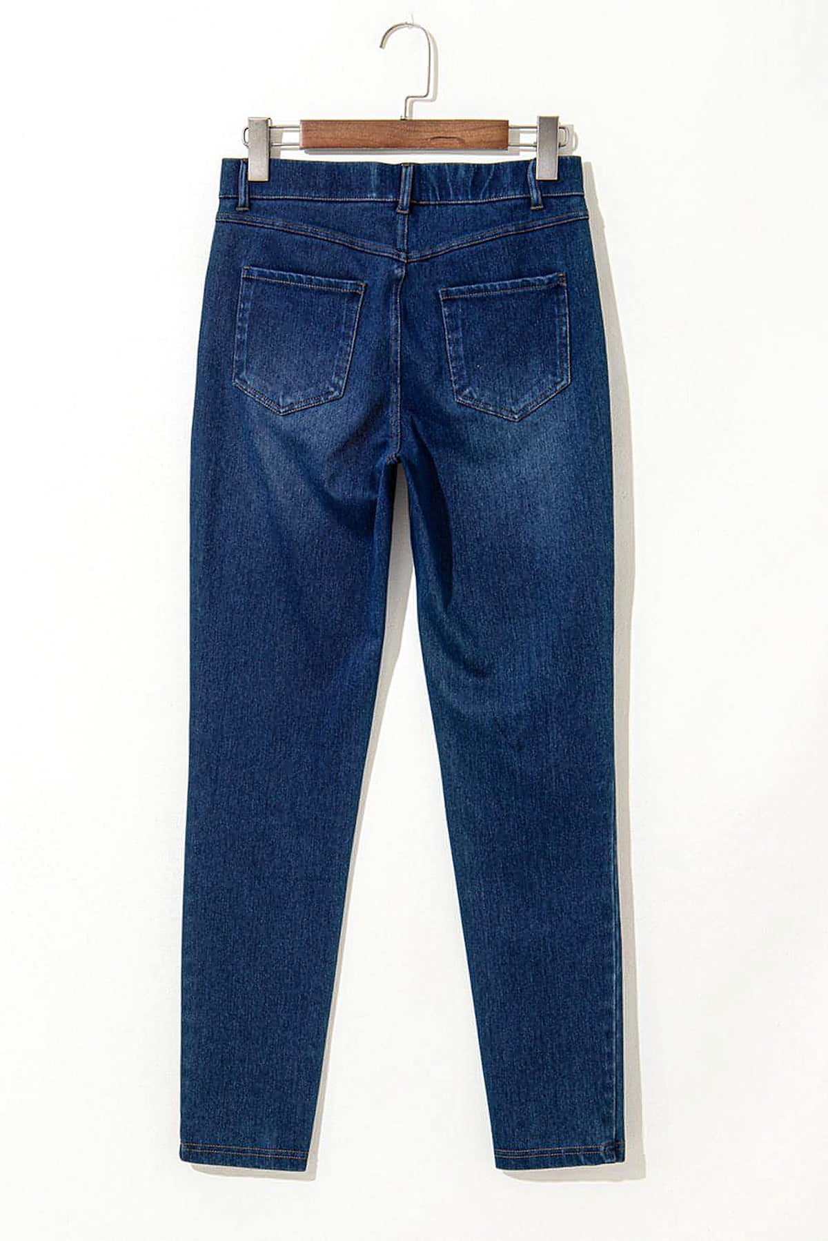 Ashleigh Blue Multiple Pockets Straight Leg Washed Stretchy Knit Casual Jeans - enhanced image 8