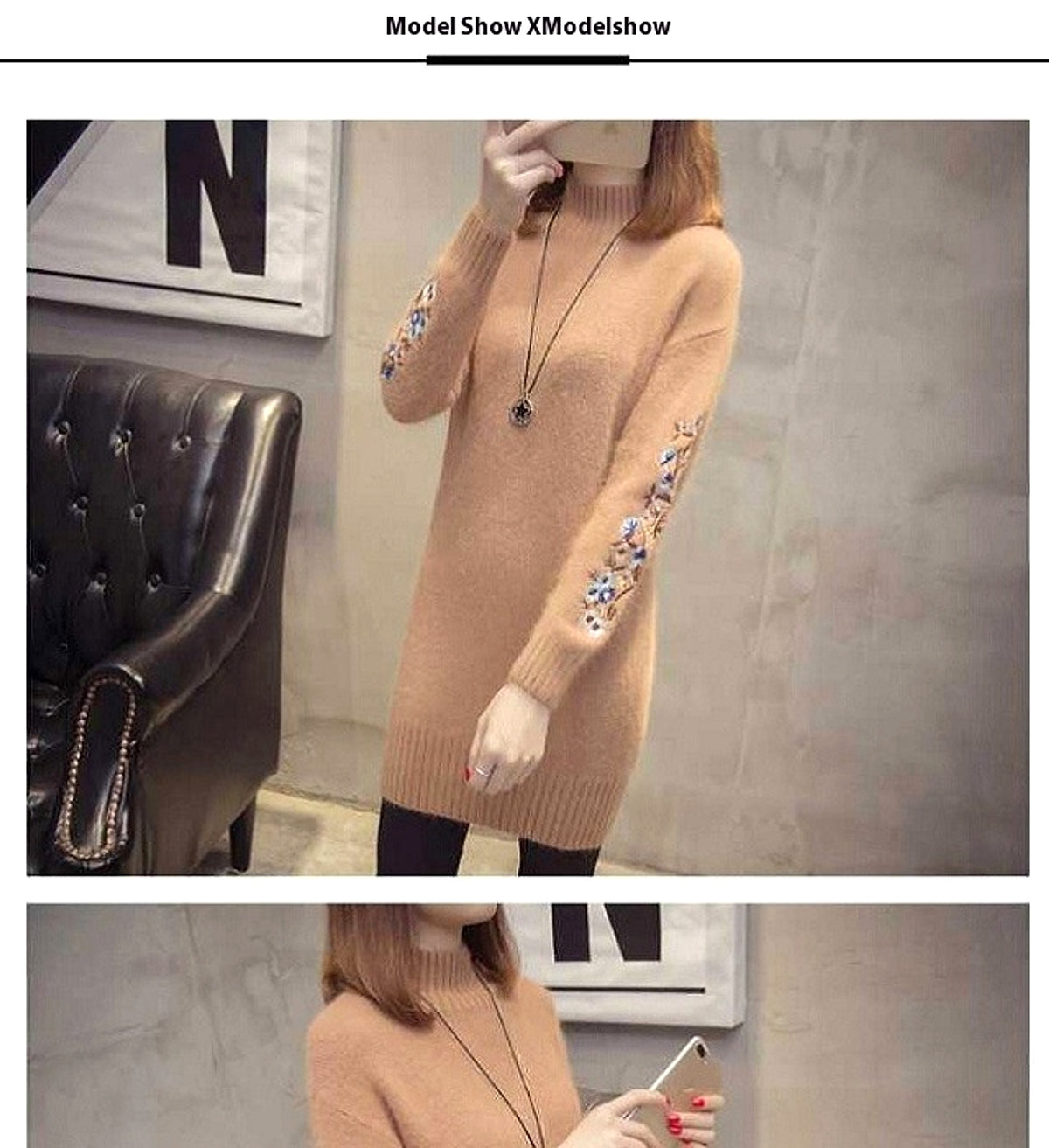 Autumn And Winter Fleece-lined Thickened Woolen Dress Sweater - enhanced image 8