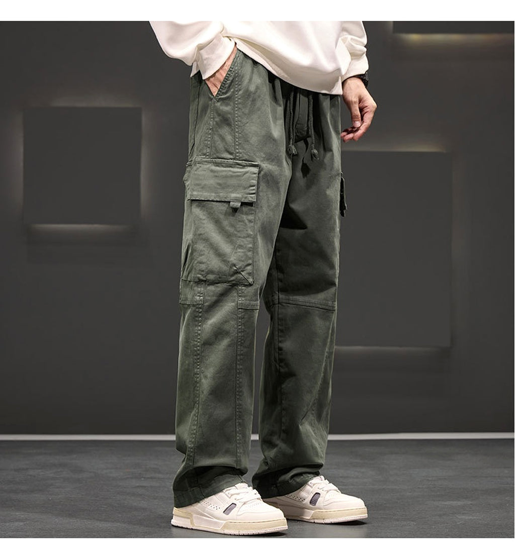 Autumn And Winter New Straight Loose Oversized Cargo Pants Jeans Men - enhanced image 8
