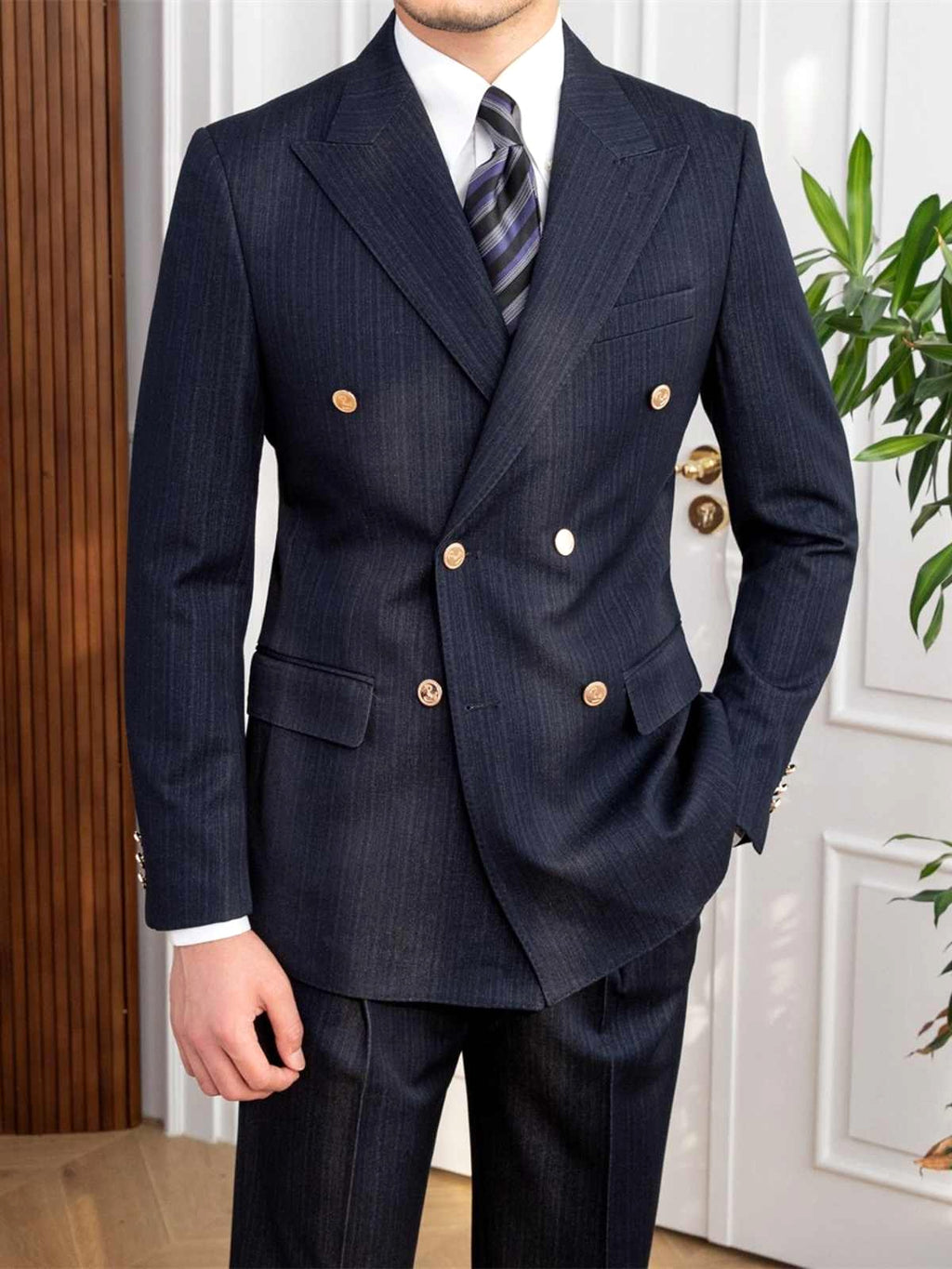 Gentluxe™ – Autumn Double-Breasted Slim Fit Suit - enhanced image 8