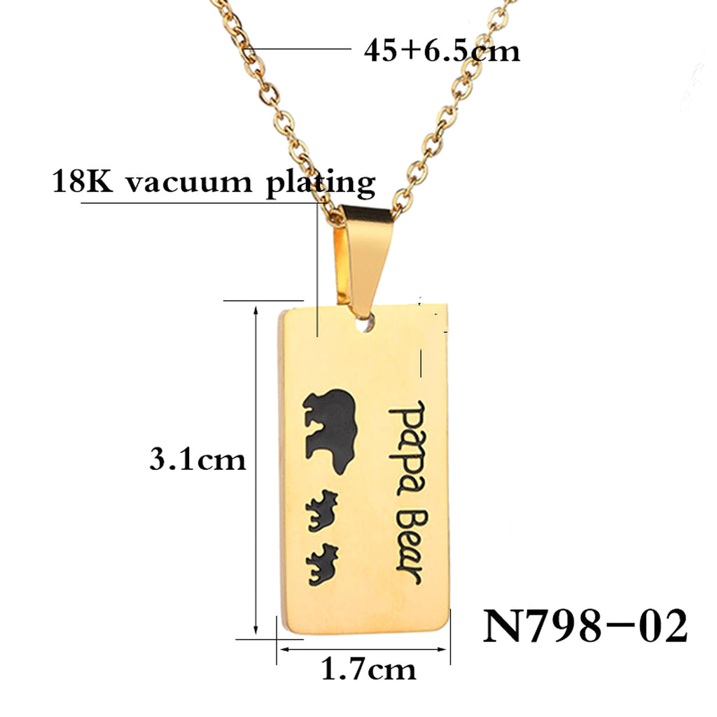 Bear Pendant Stainless Steel Oil Drop Necklace Daddy Necklace - enhanced image 8