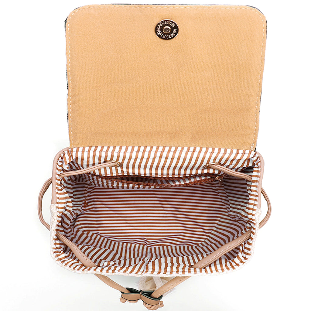 Bellique™ – Woven PU Leather Backpack with Fur Accent - enhanced image 8