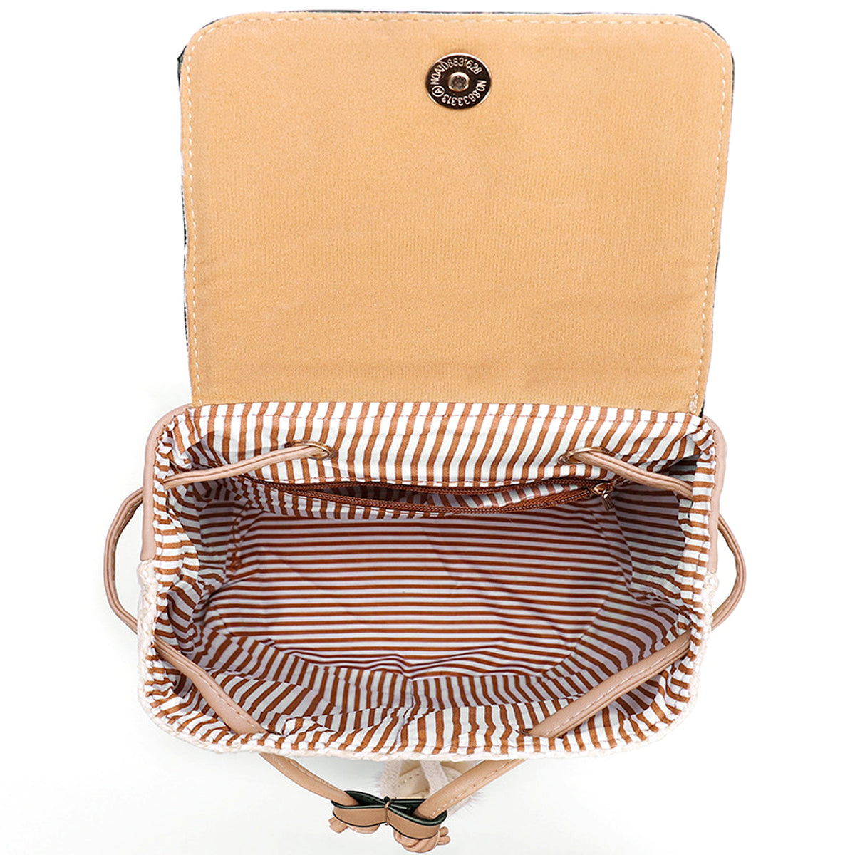 Bellique™ – Woven PU Leather Backpack with Fur Accent - enhanced image 8