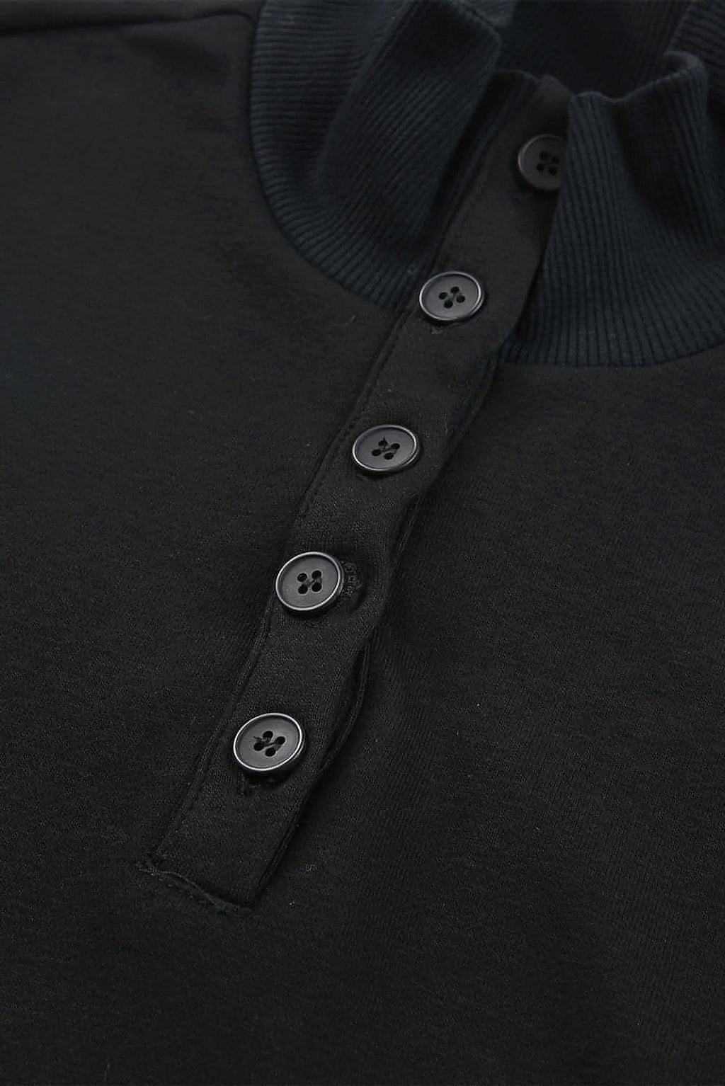 Black Casual High Neck Henley Top and Short Outfit - enhanced image 8