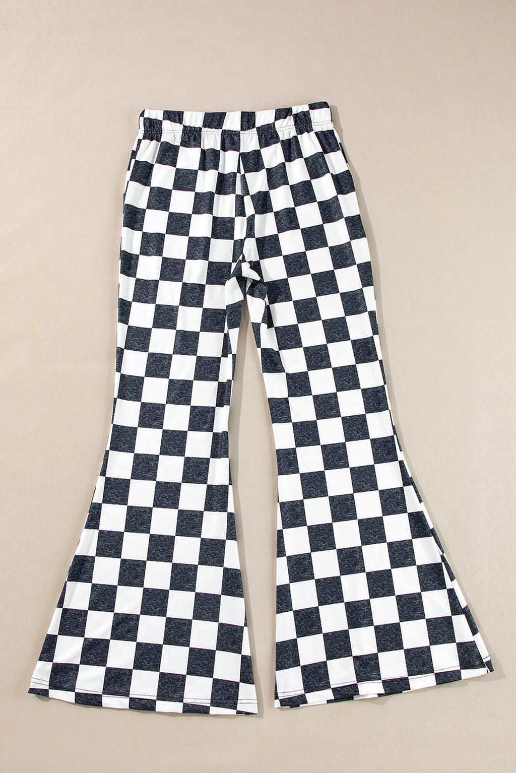 Black Checkerboard High Rise Casual Flared Pants - enhanced image 8