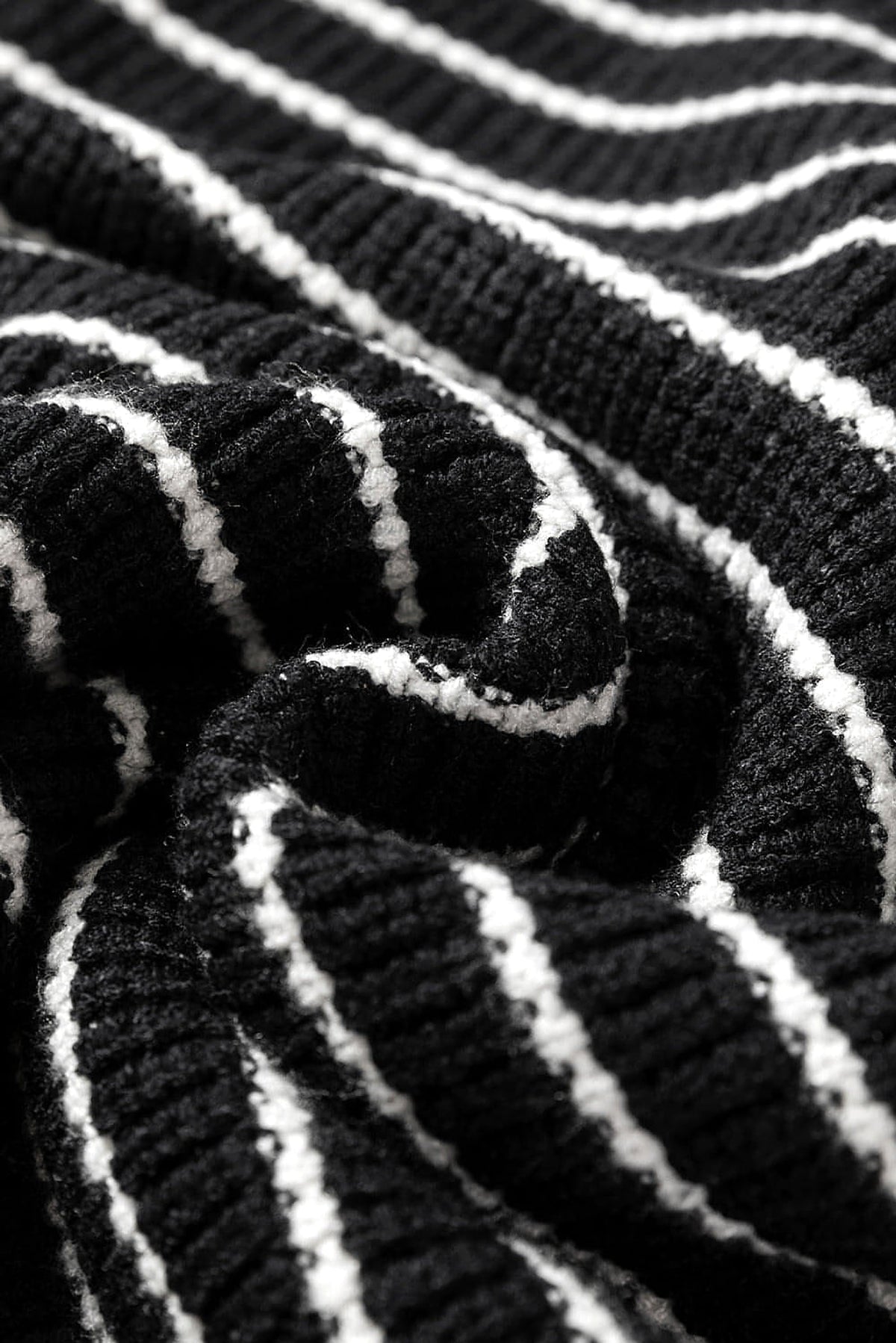 Black Stripe Turn-down V Neck Sweater Tank Top - enhanced image 8