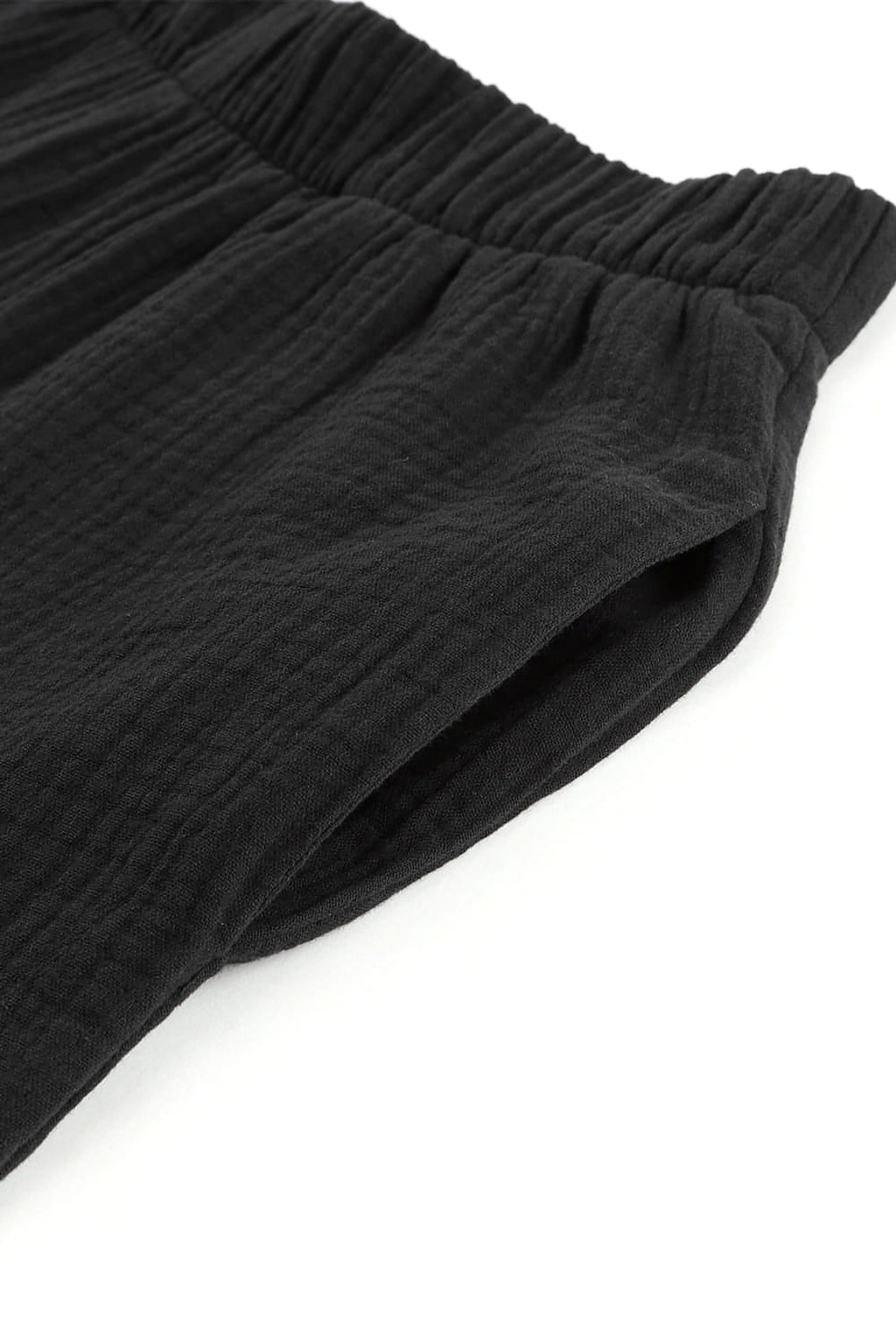 Black Textured High Waist Ruffled Bell Bottom Pants - enhanced image 8