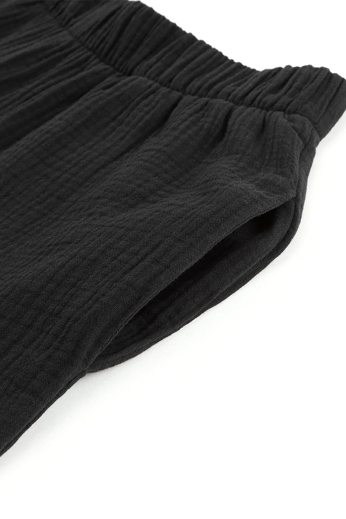 Black Textured High Waist Ruffled Bell Bottom Pants - enhanced image 8