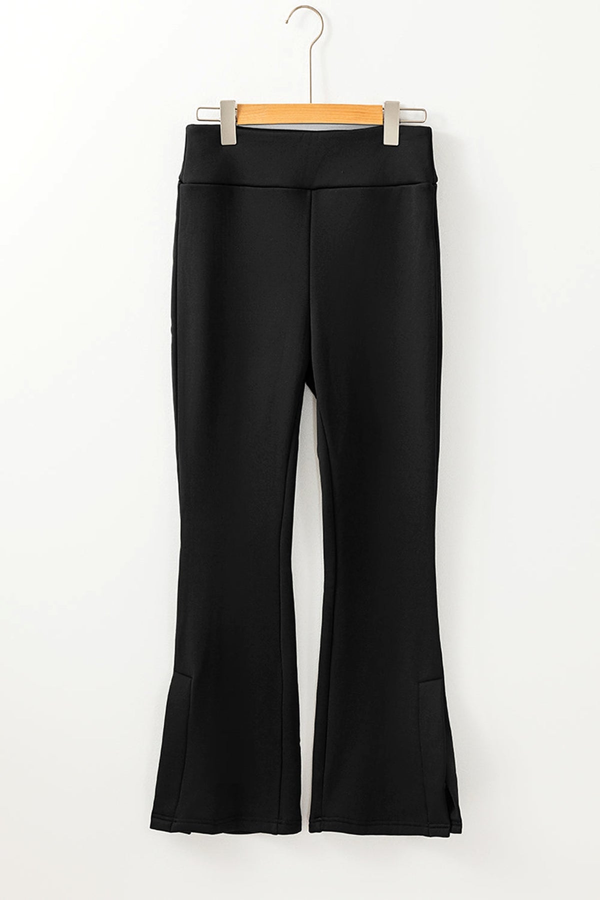 Black Thermal Lined Split Flare Leg Pants - enhanced image 8