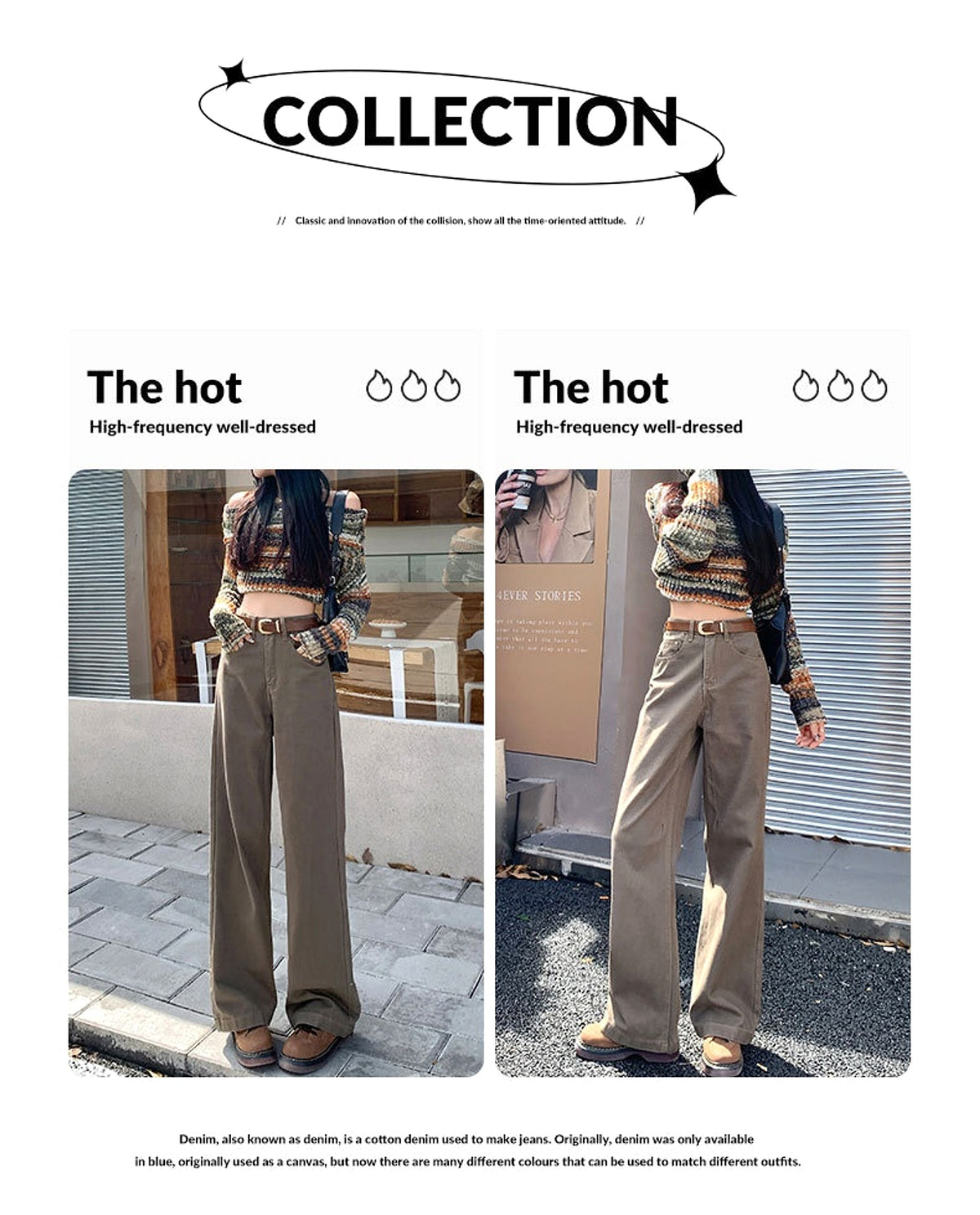 Brown High Waist Retro Jeans - enhanced image 8