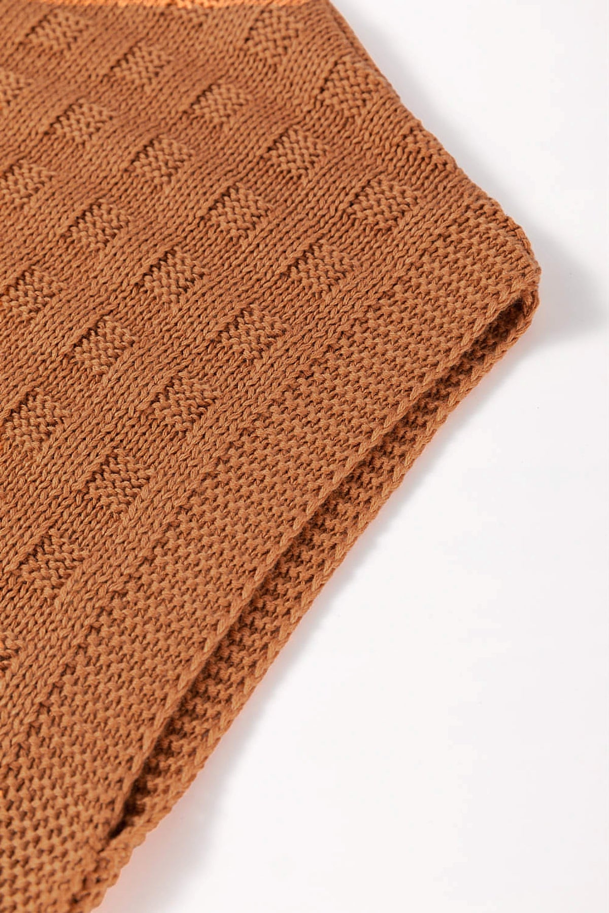 Camel Round Neck Textured Knit Sweater Vest - enhanced image 8