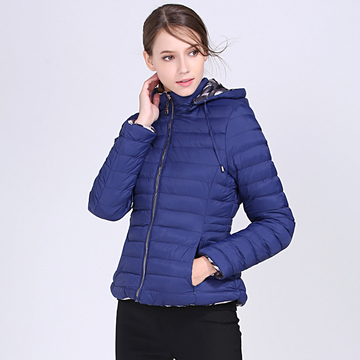 Camouflage Solid Color Double-Sided Cotton Jacket Women - enhanced image 8