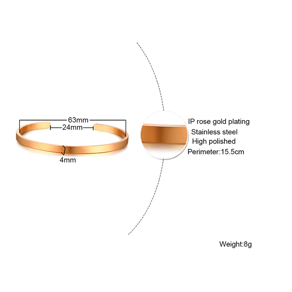Can Be Engraved Light Body Opening Titanium Steel Men's Bracelet - enhanced image 8