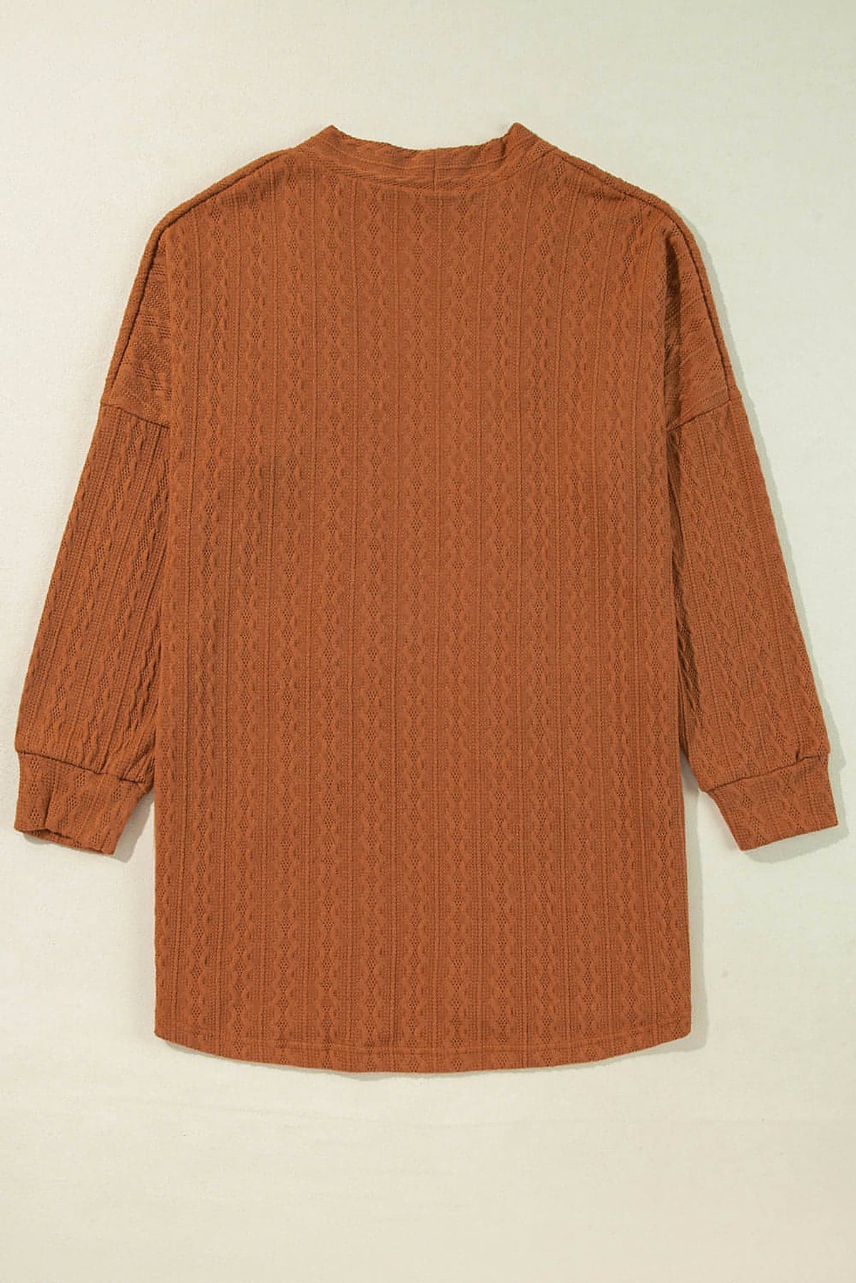 Chestnut Textured Knit Side Pockets Open Front Cardigan - enhanced image 8