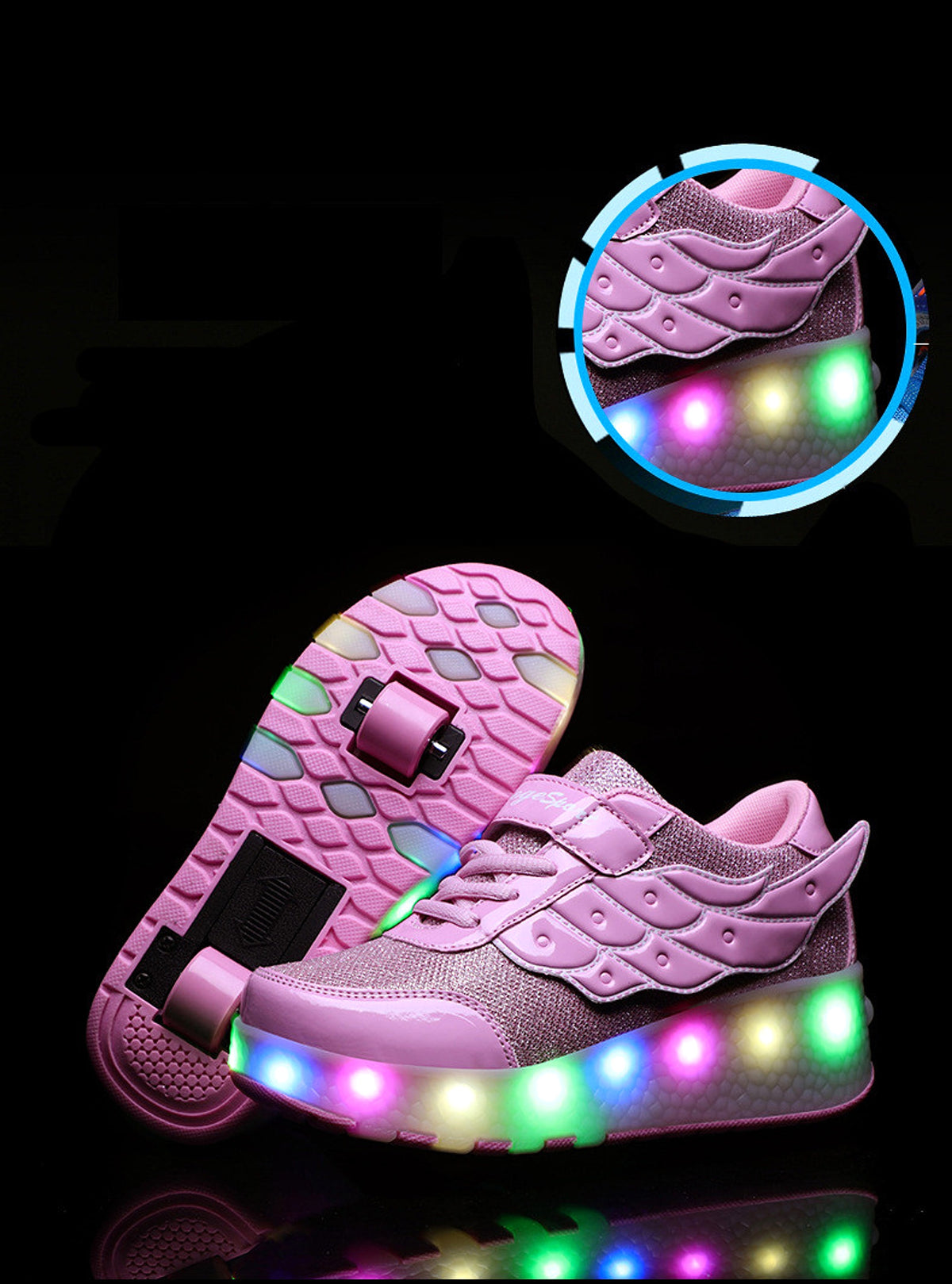 Children's Walking Shoes Teenage roller skates double wheel charging lamp skates flying roller skates sports wheels shoes - enhanced image 8